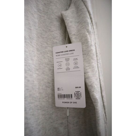 Athleta 659310 Women's Sz L/Tall Fog Gray Heather Coaster Luxe Sweatshirt Dress - Picture 6 of 16